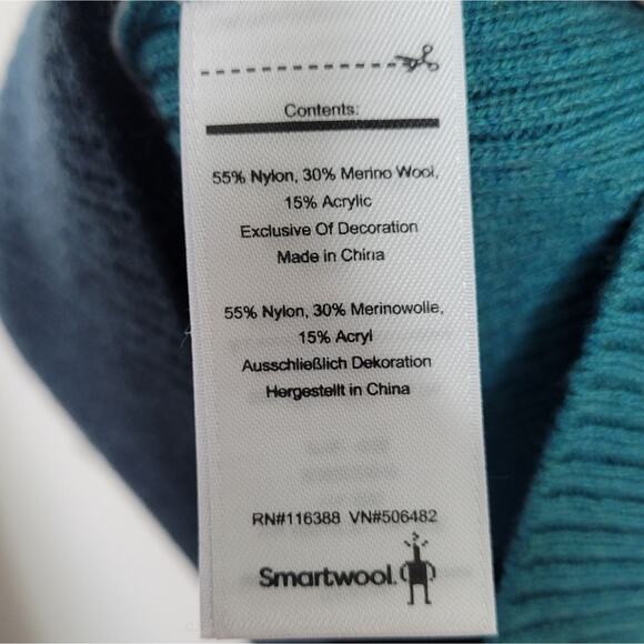Smartwool Women’s Color Blocked Rib Sweater Green Teal Large - Picture 4 of 5